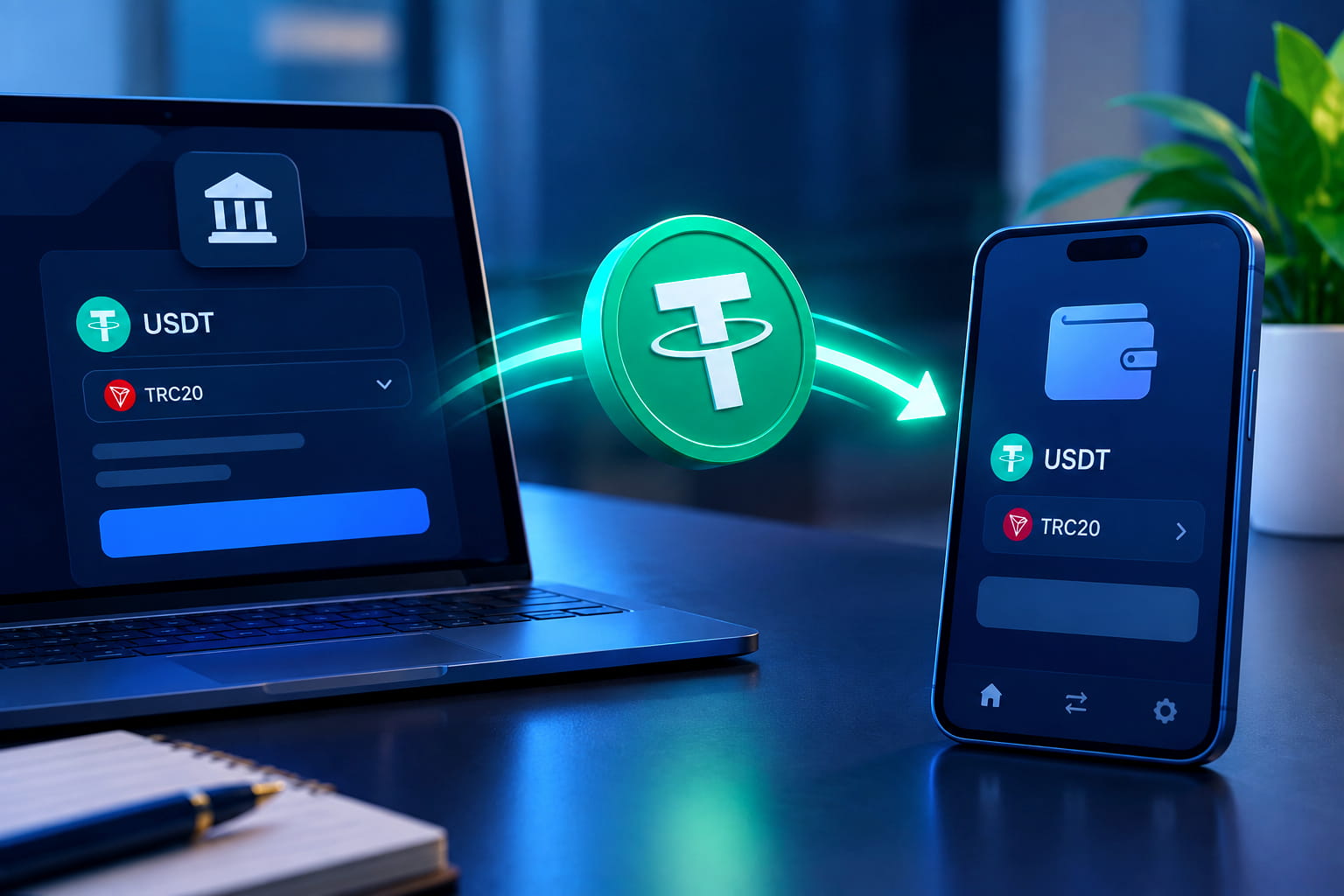 انتقال تتر از صرافی به کیف پول